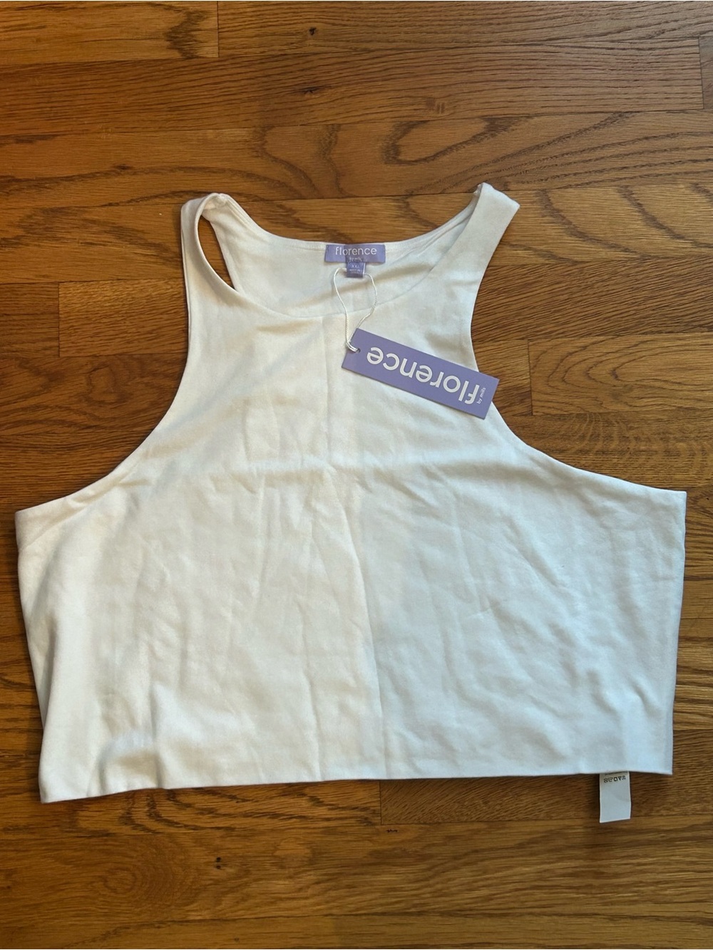 Florence White Cropped Racerback Tank xxl